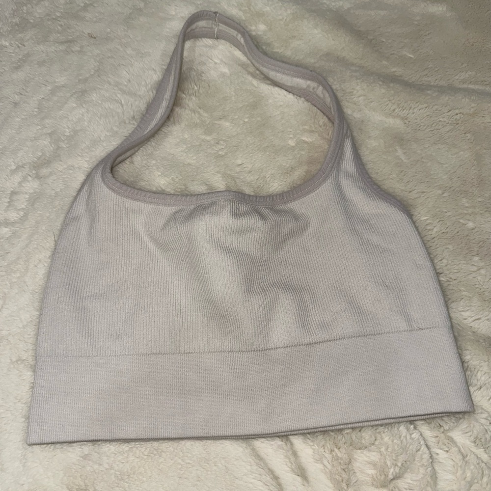 Fabletics white sports bar halter top